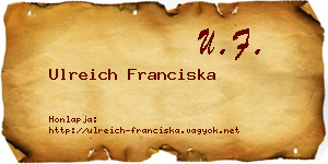 Ulreich Franciska névjegykártya